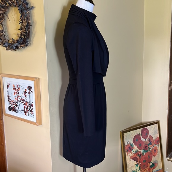 Vintage STEVEN STOLMAN Size 6 Draped Wool Midi-Dress Zip-Back Modest DeadStock - Picture 4 of 17